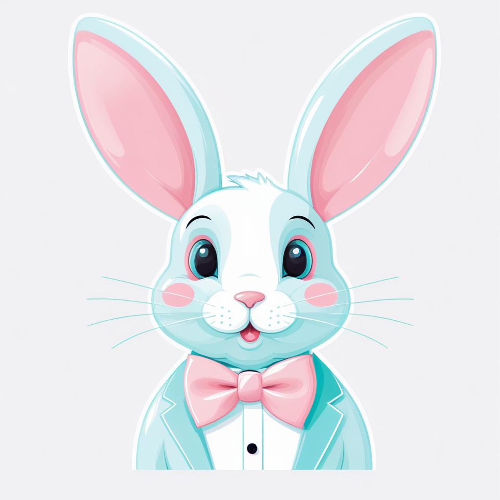 Pastel Bunny with Bow Tie Illustration