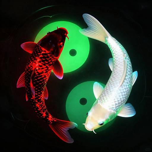 Yin Yang Koi Fish in Neon Glow