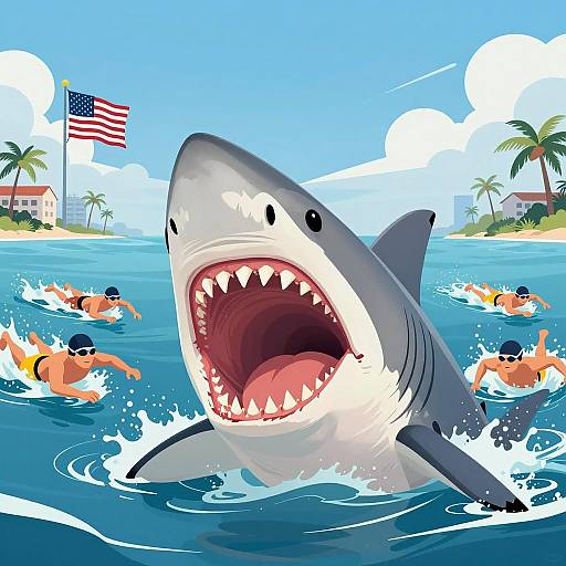 Vibrant Shark Encounter by the Shore