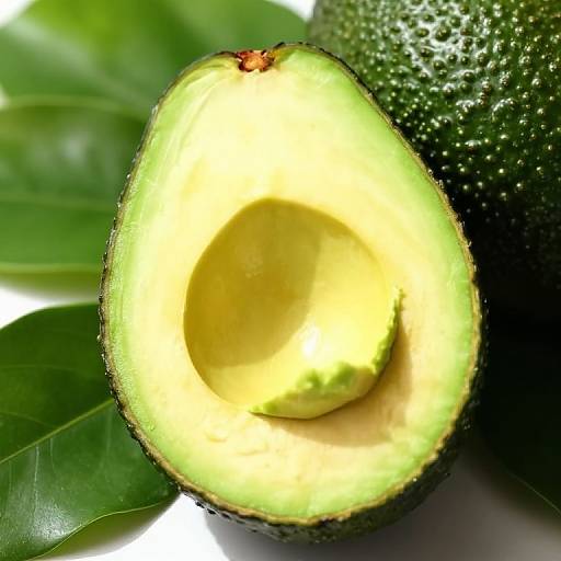 Unripe Avocado Macro with Leaves