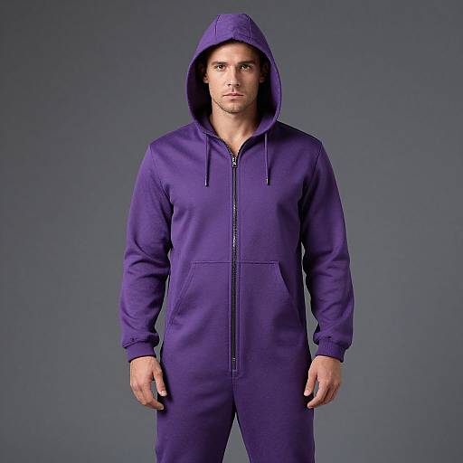 Man in Purple Hooded Jumpsuit