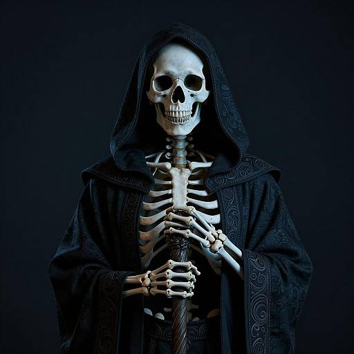 Mysterious Skeletal Figure in Dark Robes