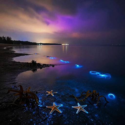 Moonlit Bioluminescent Tide Pool Serenity