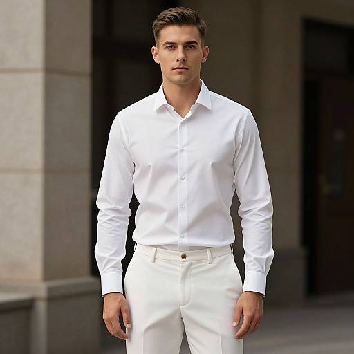 Man in White Shirt and Pants