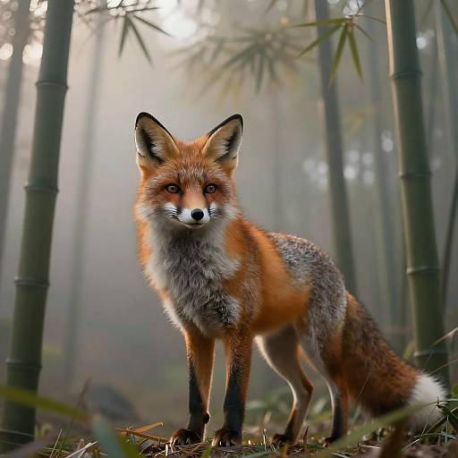 Ancient Fox Spirit in Bamboo Grove