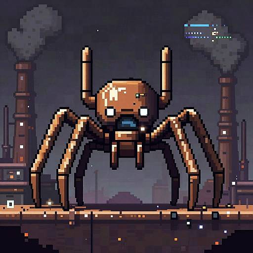 Pixel Steam-Powered Spider Mech