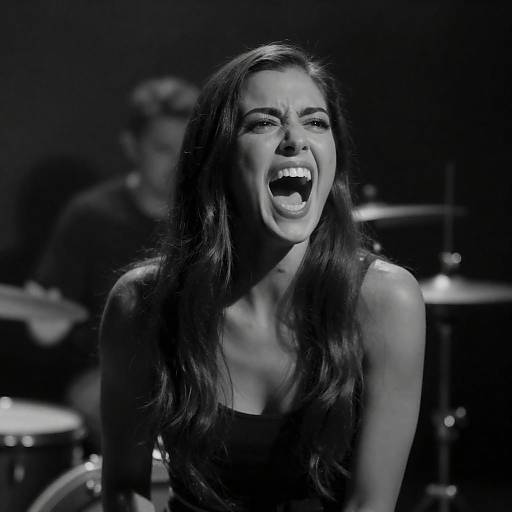 Screaming Woman with Drummer Behind