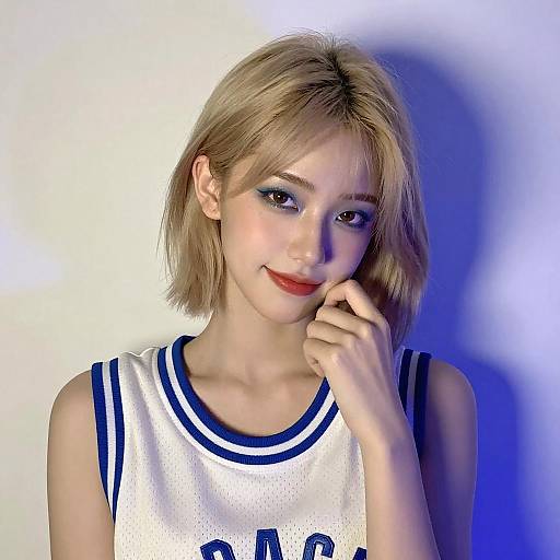 Blonde Woman in Space Jam Jersey