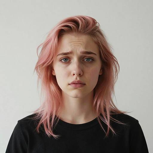 Nervous Girl Portrait with Pastel Hair