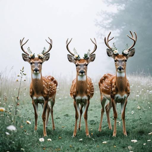 Whimsical Deer Fawns in Floral Harmony Whimsical Deer Fawns in Floral Harmony