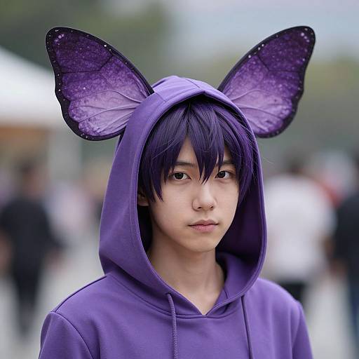 Realistic Purple Butterfly Male Cosplay