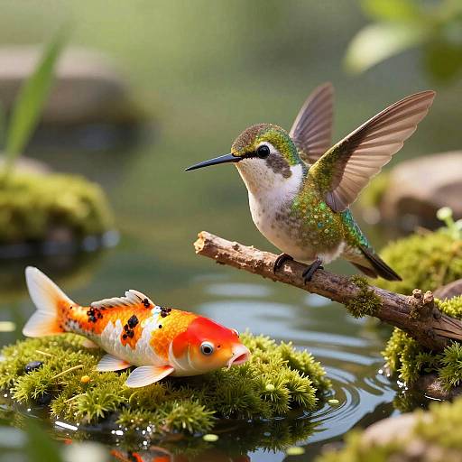 3D Soft-Furred Hummingbird by Pond