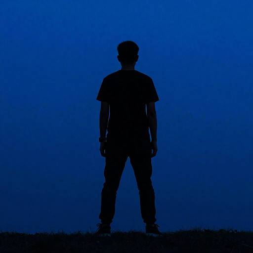 Silhouette of Man Standing at Dusk