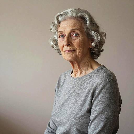 Gentle Portrait of Elderly Woman with Silver Hair