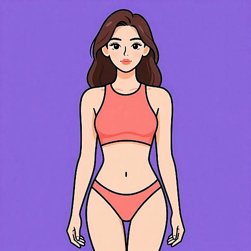 Sporty Coral Bikini on Woman