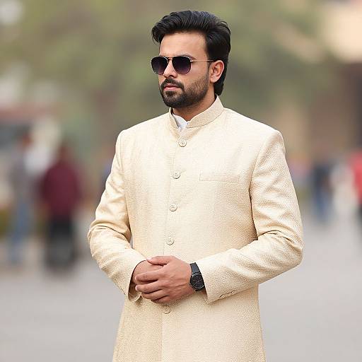 Trendy Groom in Sherwani with Sunglasses