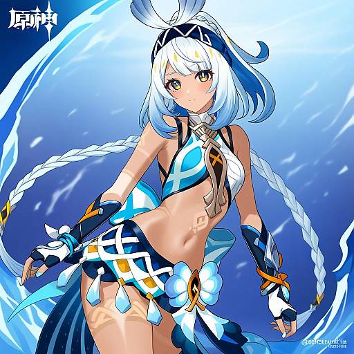 Illustration of Mualani (genshin impact), genshin impact in the style of Muffin (sirumeria)