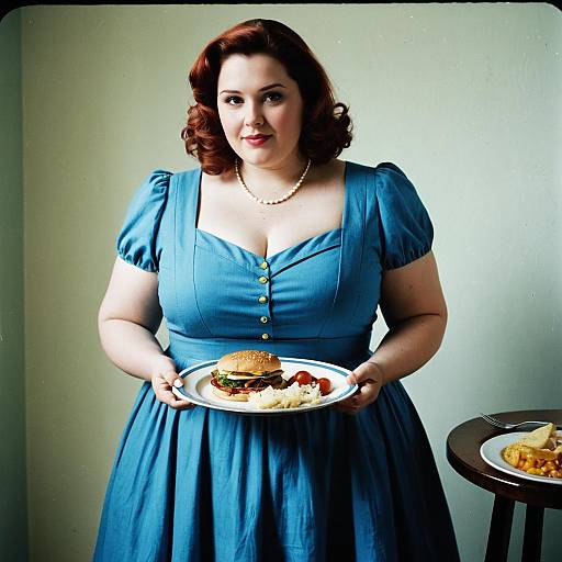 Plus Size Woman in Blue Dress