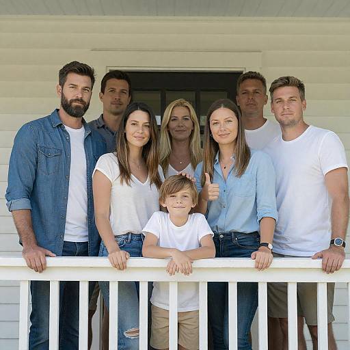 Family Portrait on a Classic White Porch