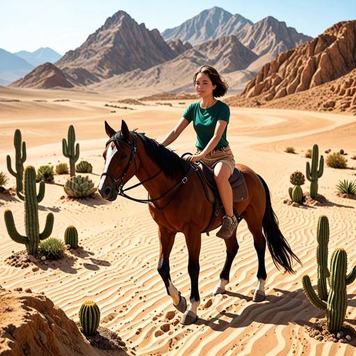 Woman Horseback Riding in Desert Landscape