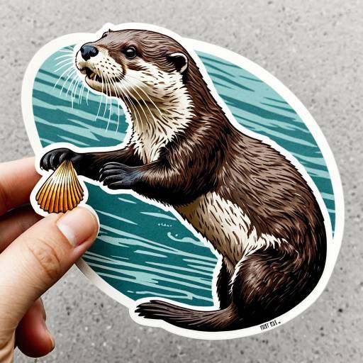 Charming Otter Sticker with Necklace