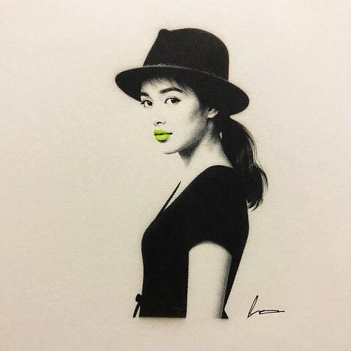 Ponytailed Man in Street Art Stencil