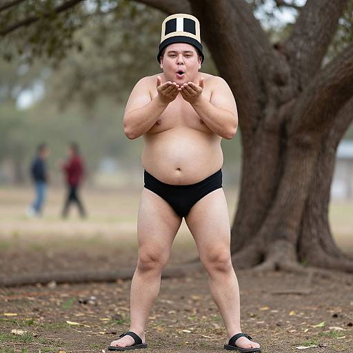 Realistic Sumo Wrestler Portrait Outdoors