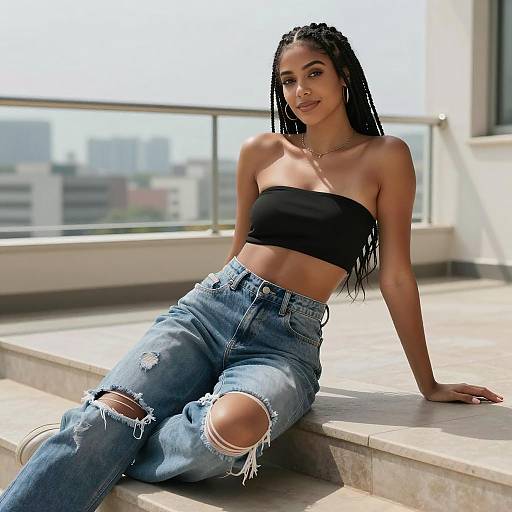 Chic Summer Fashion on City Balcony