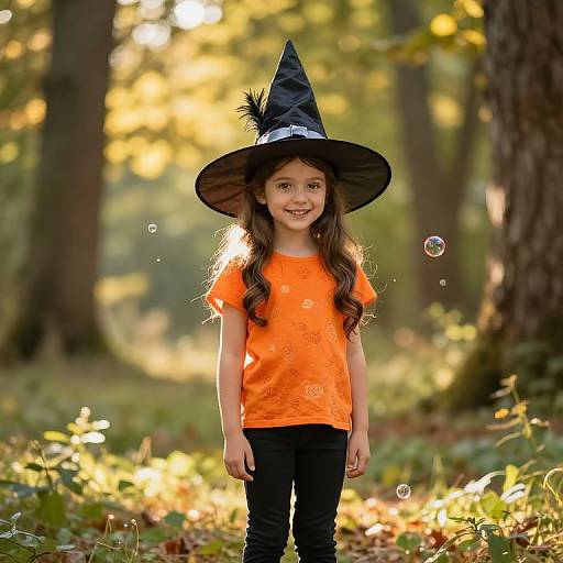 Enchanting Girl in Sunlit Forest