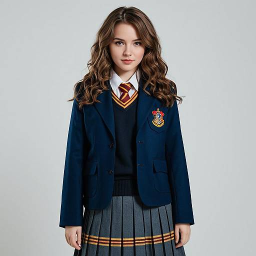Girl in Hogwarts Inspired School Uniform