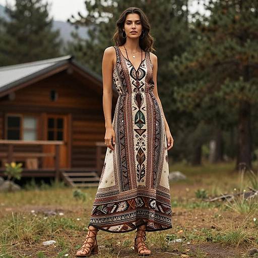 Bohemian Woman at Mountain Lodge