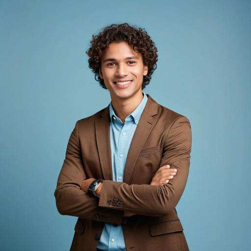 Confident Young Man in Brown Blazer