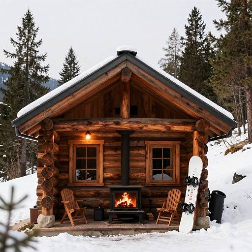 Rustic Mountain Cabin in Snowy Pines