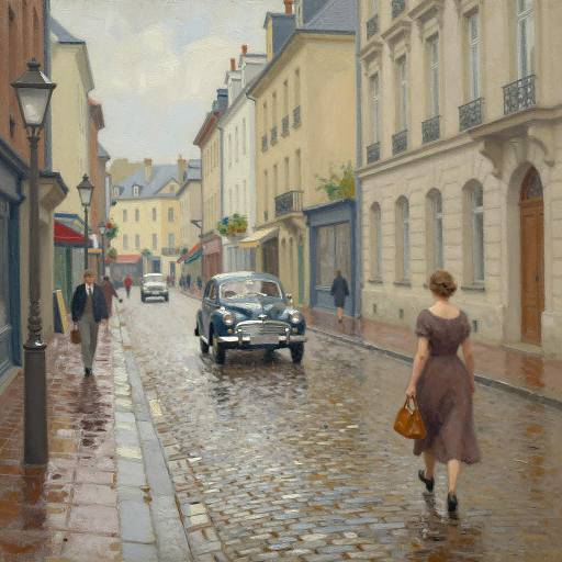 Impressionist Rainy European Street Scene