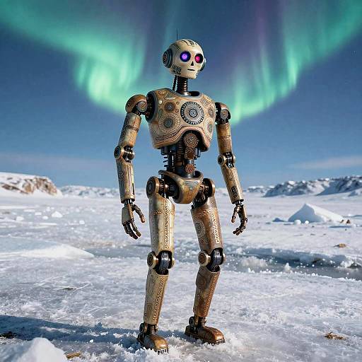 Celestial Navajo Droid in Aurora Tundra