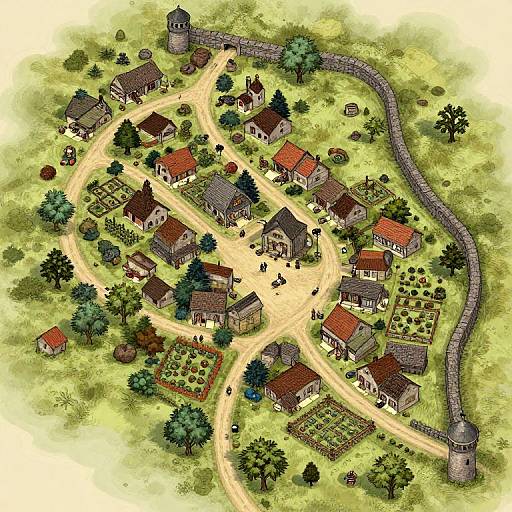 DND Rustic Village Overhead Map