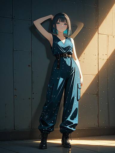 Cinematic Fashion: Anime Girl in Jumpsuit