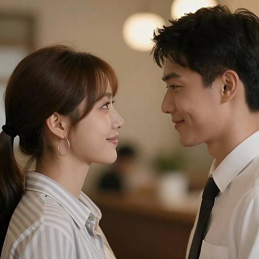 Intimate Portrait of Two People Smiling