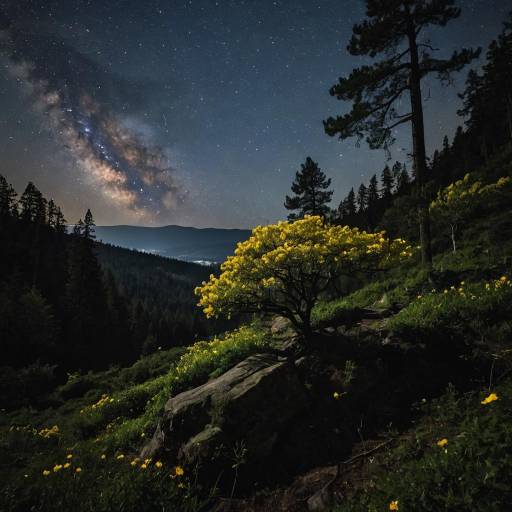 Serene Night in a Forest Landscape