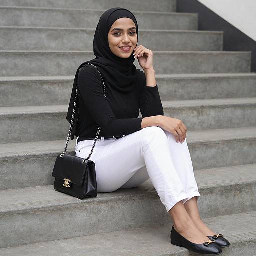 Young Woman Sitting on Steps