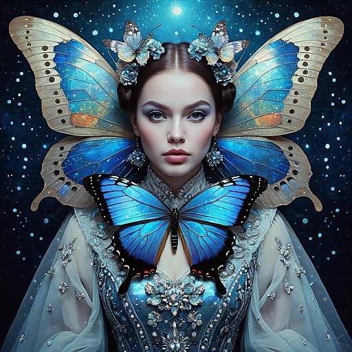 Ethereal Butterfly Girl in Haute Couture