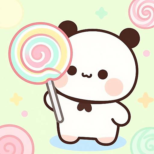 Cute Cartoon Character with Giant Lollipop