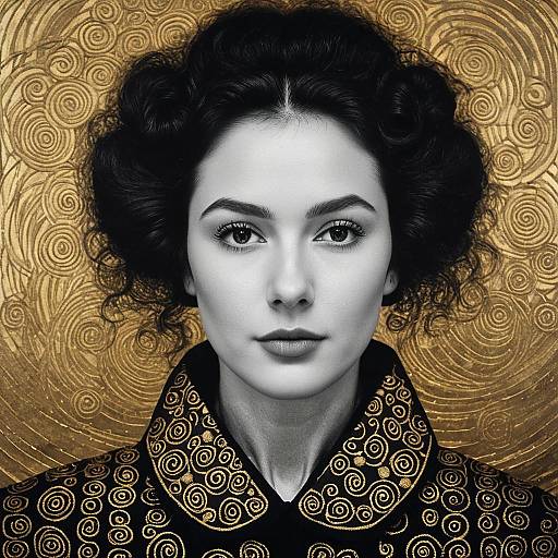 Intricate Realist Portrait in Klimt Style
