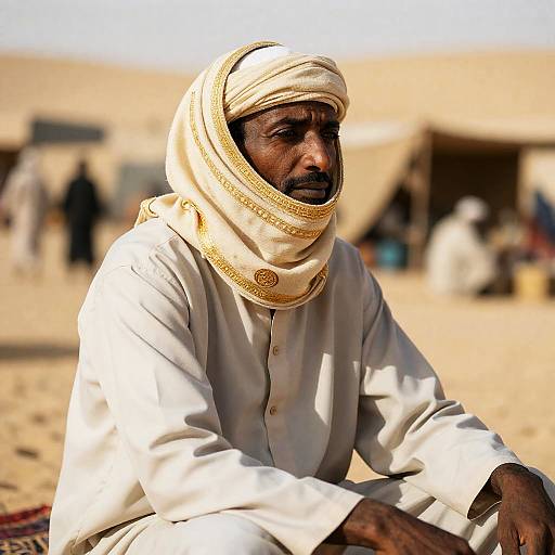 Saharan Nomadic Trader in Desert Market