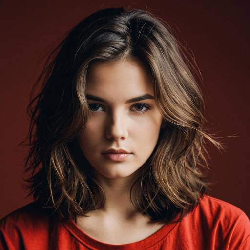 Realistic Portrait of Girl with Brown Hair
