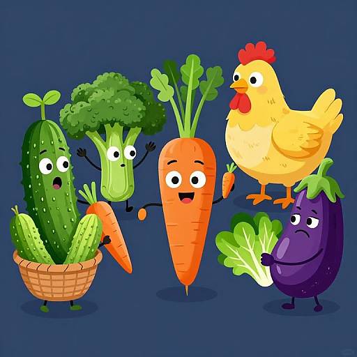 Whimsical Cartoon Vegetables Gardening