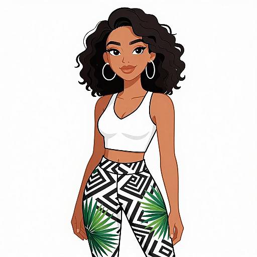 Trendy Woman in Geometric Leggings