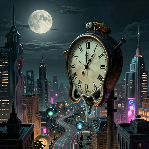 Surreal Dreamscape: Melting Cityscape View