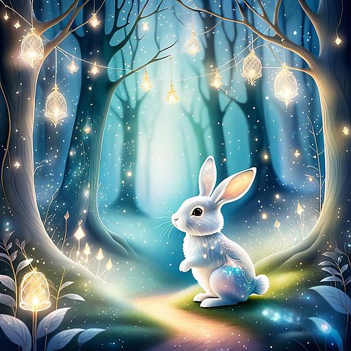 Curious Rabbit in a Magical Forest Curious Rabbit in a Magical Forest