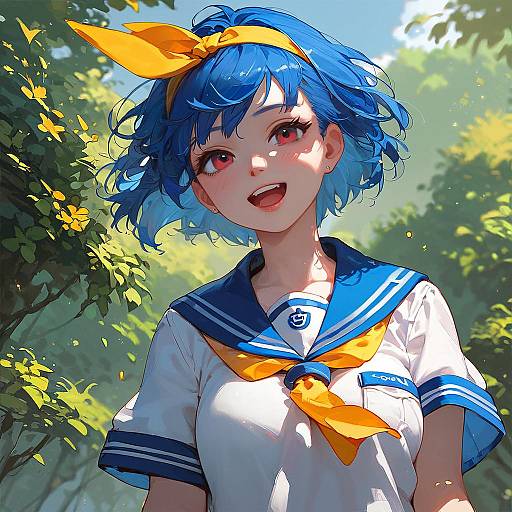 Smiling Schoolgirl Outdoors in Uniform